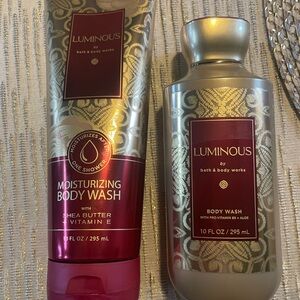 Bath & Body Works Luminous Body Wash Set - Burgundy & Silver